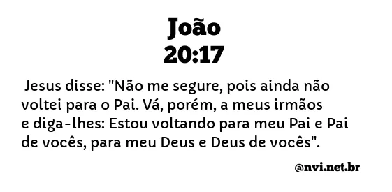 JOÃO 20:17 NVI NOVA VERSÃO INTERNACIONAL