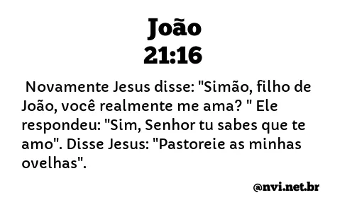 JOÃO 21:16 NVI NOVA VERSÃO INTERNACIONAL