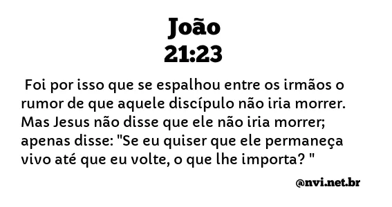 JOÃO 21:23 NVI NOVA VERSÃO INTERNACIONAL