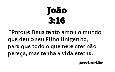 JOÃO 3:16 NVI NOVA VERSÃO INTERNACIONAL