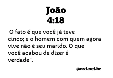 JOÃO 4:18 NVI NOVA VERSÃO INTERNACIONAL