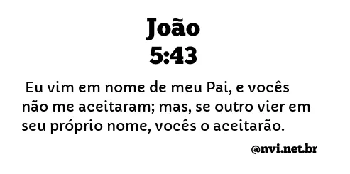 JOÃO 5:43 NVI NOVA VERSÃO INTERNACIONAL