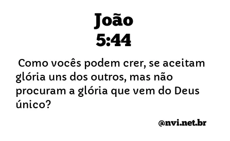 JOÃO 5:44 NVI NOVA VERSÃO INTERNACIONAL