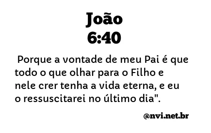 JOÃO 6:40 NVI NOVA VERSÃO INTERNACIONAL