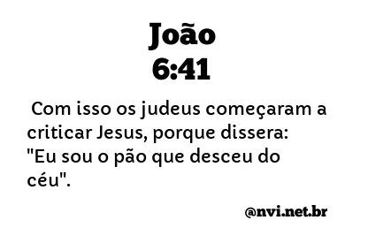 JOÃO 6:41 NVI NOVA VERSÃO INTERNACIONAL