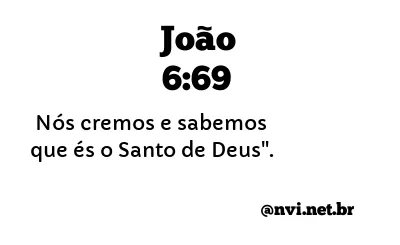 JOÃO 6:69 NVI NOVA VERSÃO INTERNACIONAL