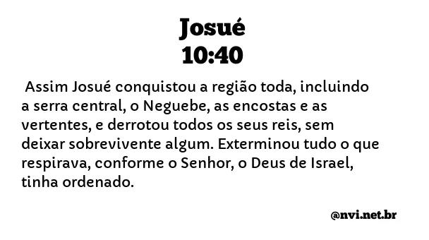 JOSUÉ 10:40 NVI NOVA VERSÃO INTERNACIONAL