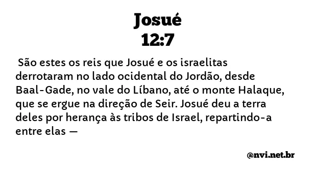 JOSUÉ 12:7 NVI NOVA VERSÃO INTERNACIONAL