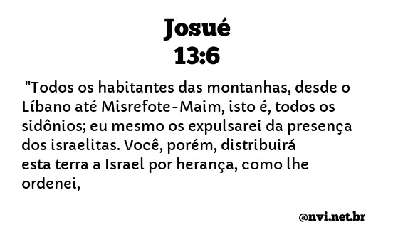 JOSUÉ 13:6 NVI NOVA VERSÃO INTERNACIONAL