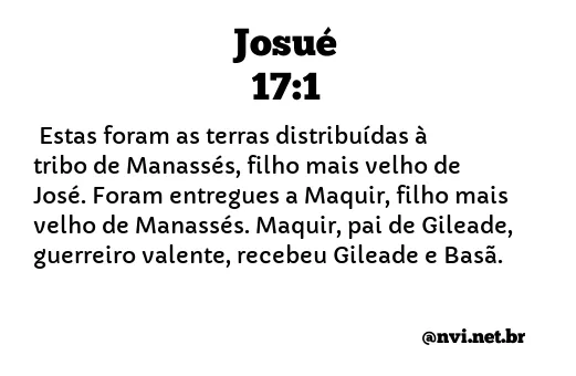 JOSUÉ 17:1 NVI NOVA VERSÃO INTERNACIONAL