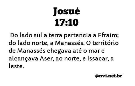 JOSUÉ 17:10 NVI NOVA VERSÃO INTERNACIONAL