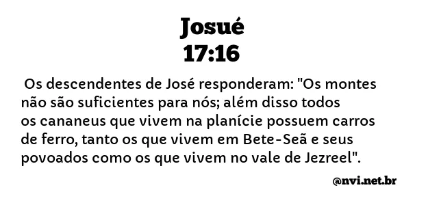 JOSUÉ 17:16 NVI NOVA VERSÃO INTERNACIONAL