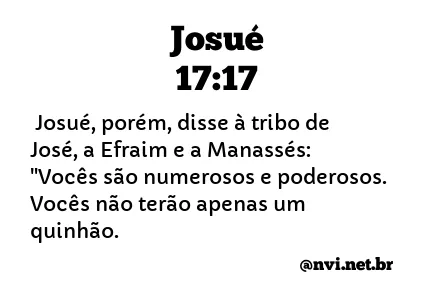 JOSUÉ 17:17 NVI NOVA VERSÃO INTERNACIONAL