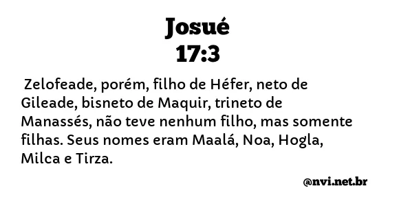 JOSUÉ 17:3 NVI NOVA VERSÃO INTERNACIONAL