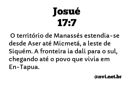 JOSUÉ 17:7 NVI NOVA VERSÃO INTERNACIONAL