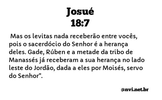 JOSUÉ 18:7 NVI NOVA VERSÃO INTERNACIONAL