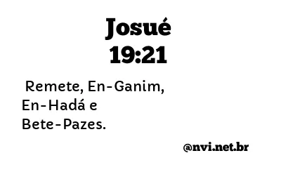 JOSUÉ 19:21 NVI NOVA VERSÃO INTERNACIONAL