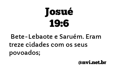 JOSUÉ 19:6 NVI NOVA VERSÃO INTERNACIONAL