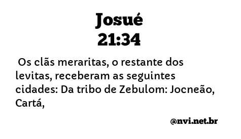 JOSUÉ 21:34 NVI NOVA VERSÃO INTERNACIONAL