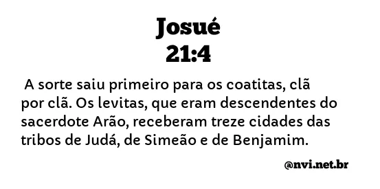 JOSUÉ 21:4 NVI NOVA VERSÃO INTERNACIONAL