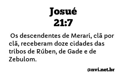 JOSUÉ 21:7 NVI NOVA VERSÃO INTERNACIONAL