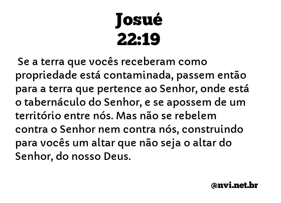 JOSUÉ 22:19 NVI NOVA VERSÃO INTERNACIONAL