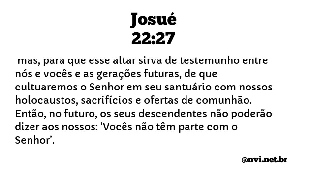 JOSUÉ 22:27 NVI NOVA VERSÃO INTERNACIONAL