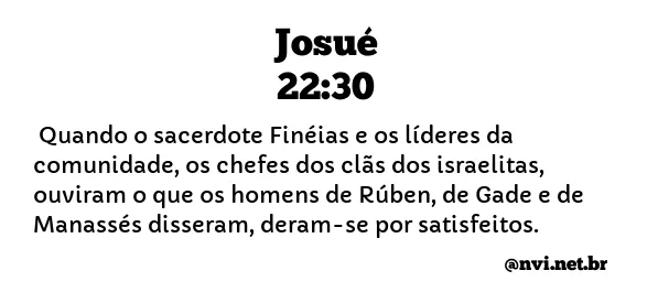 JOSUÉ 22:30 NVI NOVA VERSÃO INTERNACIONAL