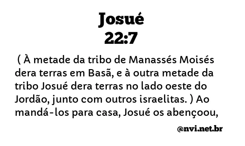 JOSUÉ 22:7 NVI NOVA VERSÃO INTERNACIONAL