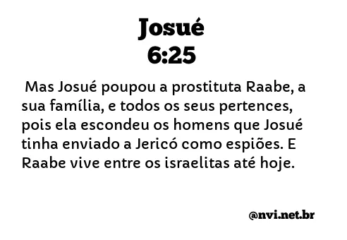 JOSUÉ 6:25 NVI NOVA VERSÃO INTERNACIONAL