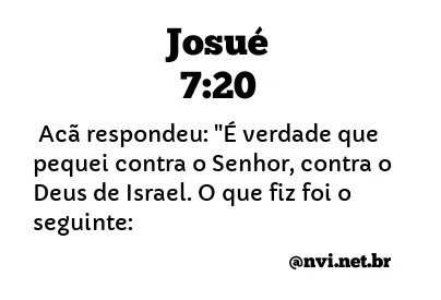 JOSUÉ 7:20 NVI NOVA VERSÃO INTERNACIONAL