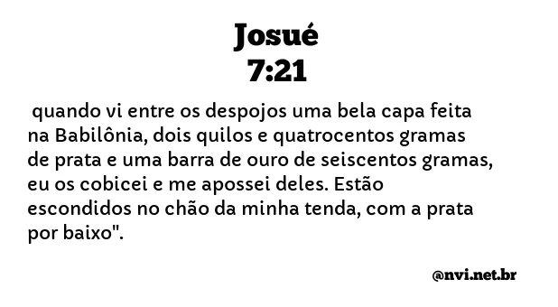 JOSUÉ 7:21 NVI NOVA VERSÃO INTERNACIONAL