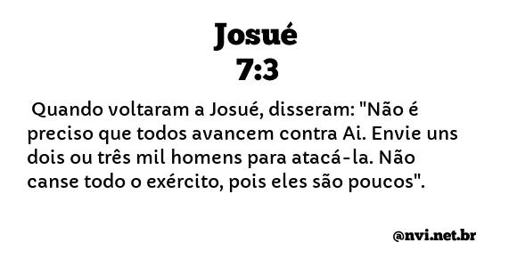 JOSUÉ 7:3 NVI NOVA VERSÃO INTERNACIONAL