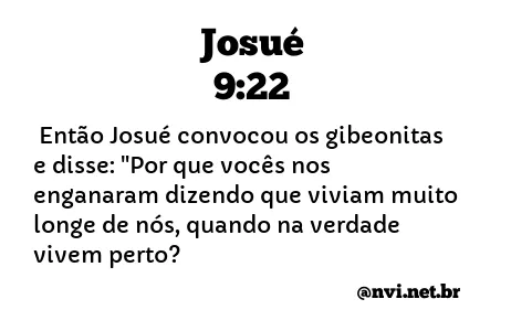 JOSUÉ 9:22 NVI NOVA VERSÃO INTERNACIONAL