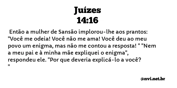 JUÍZES 14:16 NVI NOVA VERSÃO INTERNACIONAL