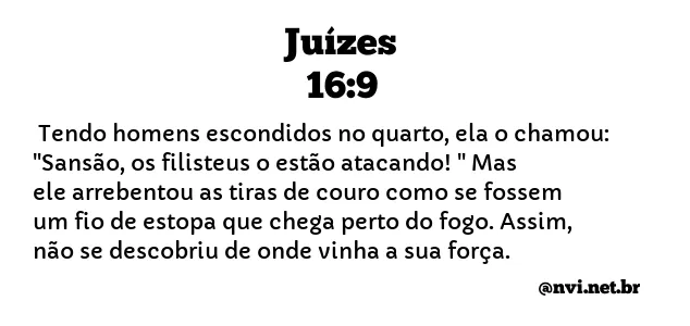 JUÍZES 16:9 NVI NOVA VERSÃO INTERNACIONAL