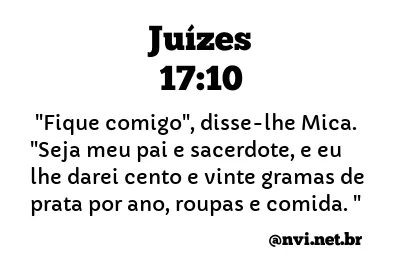 JUÍZES 17:10 NVI NOVA VERSÃO INTERNACIONAL