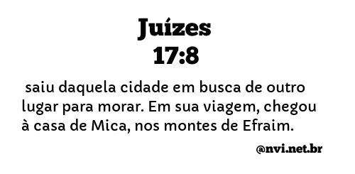 JUÍZES 17:8 NVI NOVA VERSÃO INTERNACIONAL