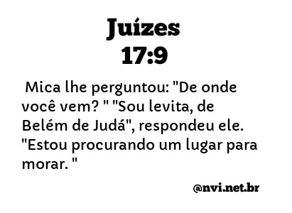 JUÍZES 17:9 NVI NOVA VERSÃO INTERNACIONAL