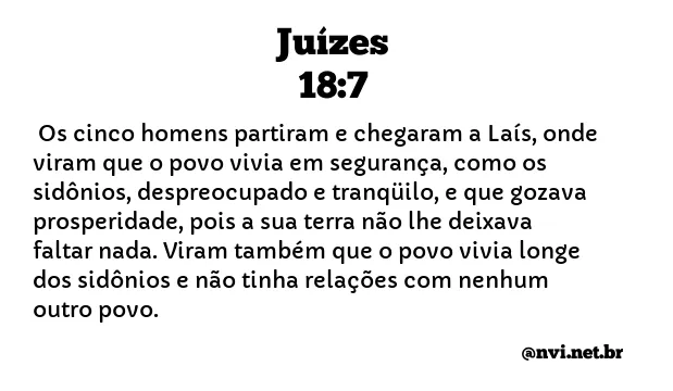 JUÍZES 18:7 NVI NOVA VERSÃO INTERNACIONAL