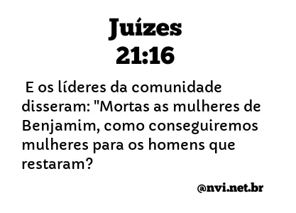 JUÍZES 21:16 NVI NOVA VERSÃO INTERNACIONAL