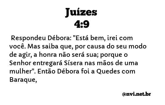 JUÍZES 4:9 NVI NOVA VERSÃO INTERNACIONAL