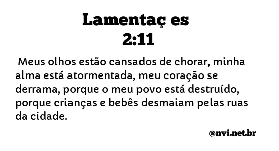 LAMENTAÇÕES 2:11 NVI NOVA VERSÃO INTERNACIONAL