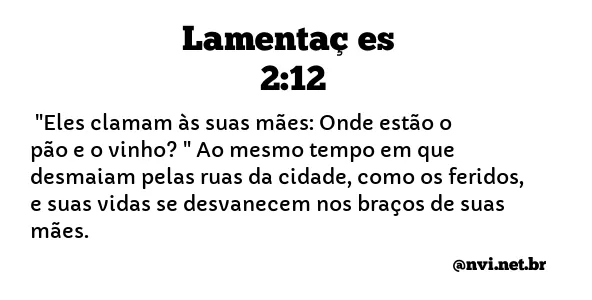 LAMENTAÇÕES 2:12 NVI NOVA VERSÃO INTERNACIONAL