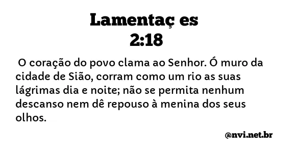 LAMENTAÇÕES 2:18 NVI NOVA VERSÃO INTERNACIONAL
