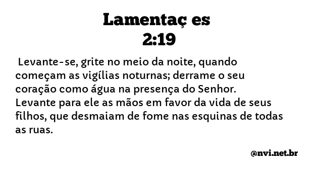 LAMENTAÇÕES 2:19 NVI NOVA VERSÃO INTERNACIONAL