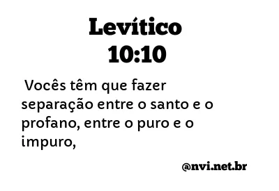 LEVÍTICO 10:10 NVI NOVA VERSÃO INTERNACIONAL