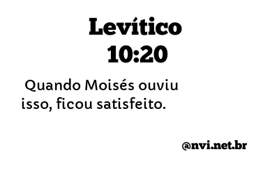 LEVÍTICO 10:20 NVI NOVA VERSÃO INTERNACIONAL