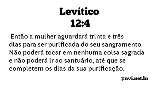 LEVÍTICO 12:4 NVI NOVA VERSÃO INTERNACIONAL