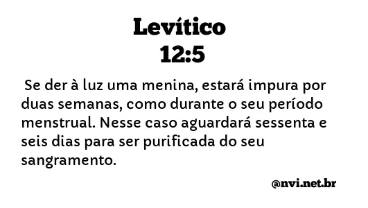 LEVÍTICO 12:5 NVI NOVA VERSÃO INTERNACIONAL